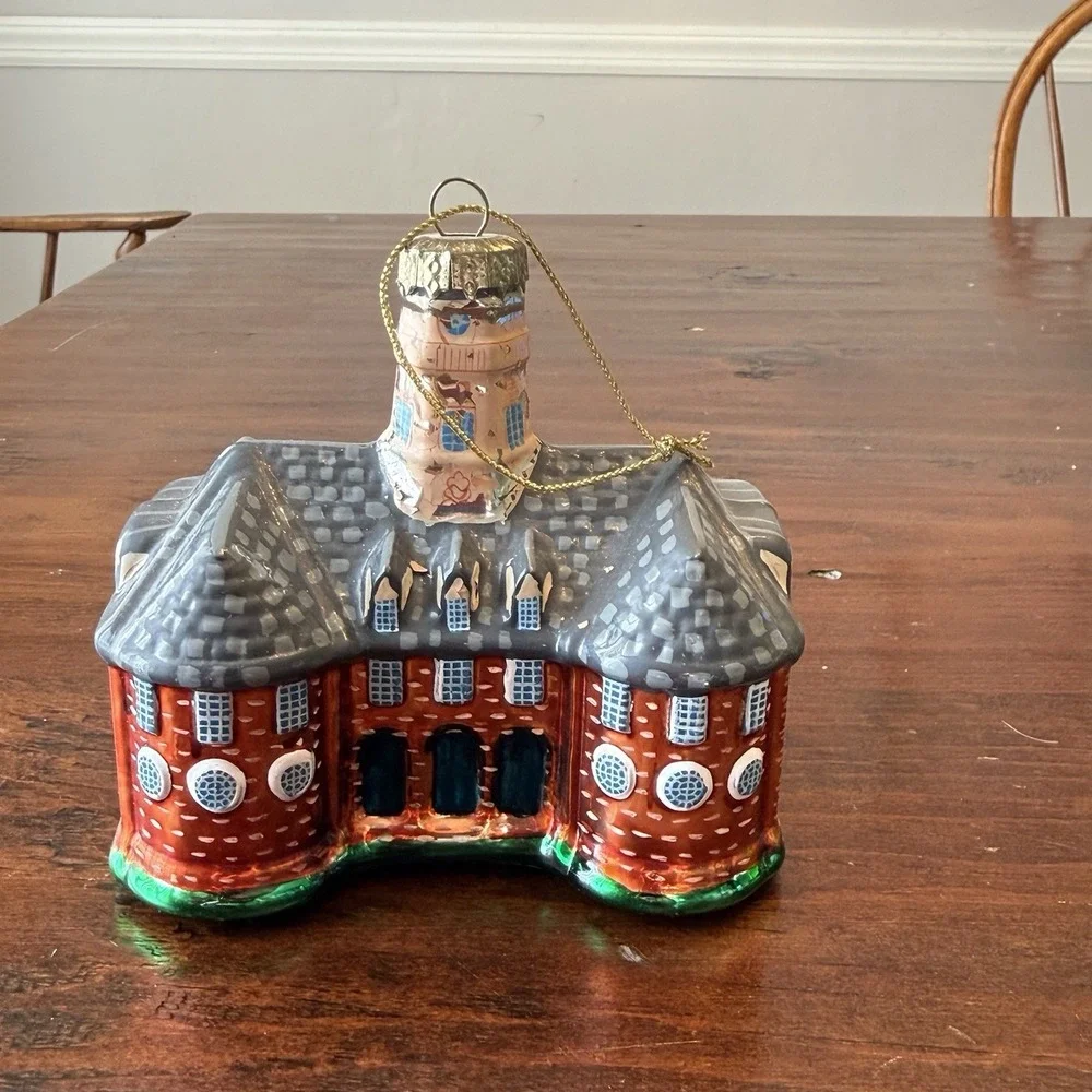 Coll‎ Williamsburg Capital Bldg Ornament Blown Glass Christmas Vtg READ